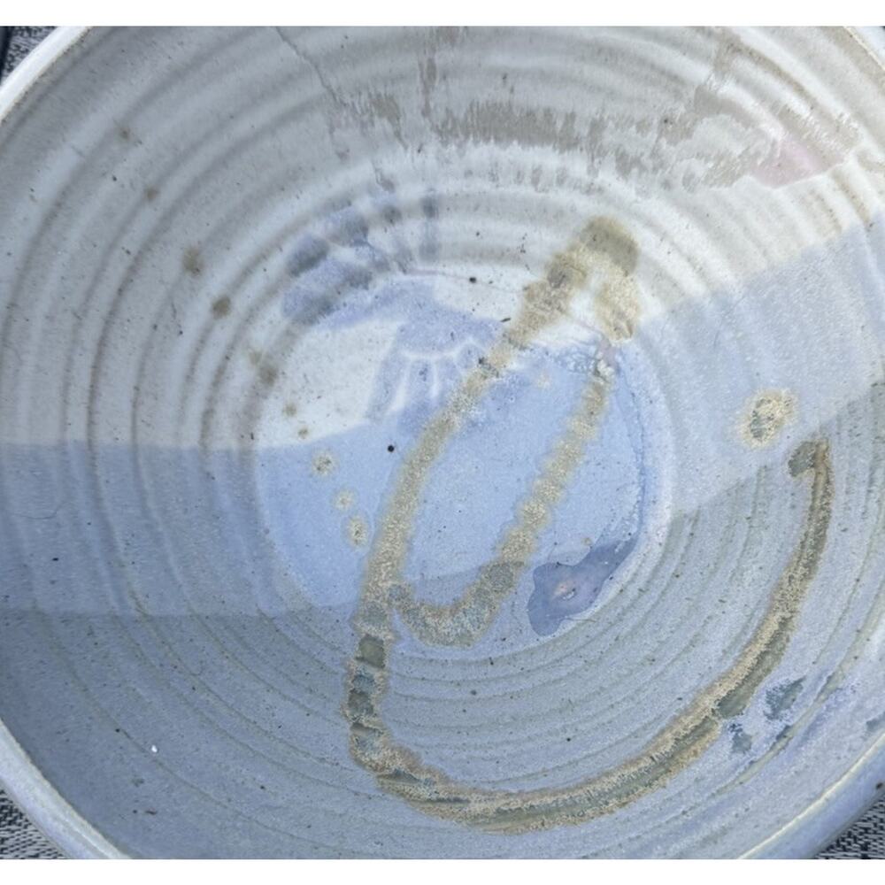 Hand Thrown Studio Pottery Bowl 9 Inch Blue Gray Glaze- Vintage - Farmhouse
